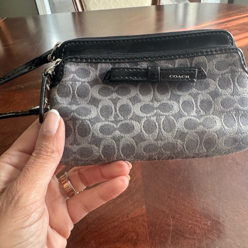 Coach Black and Gray Signature Wristlet